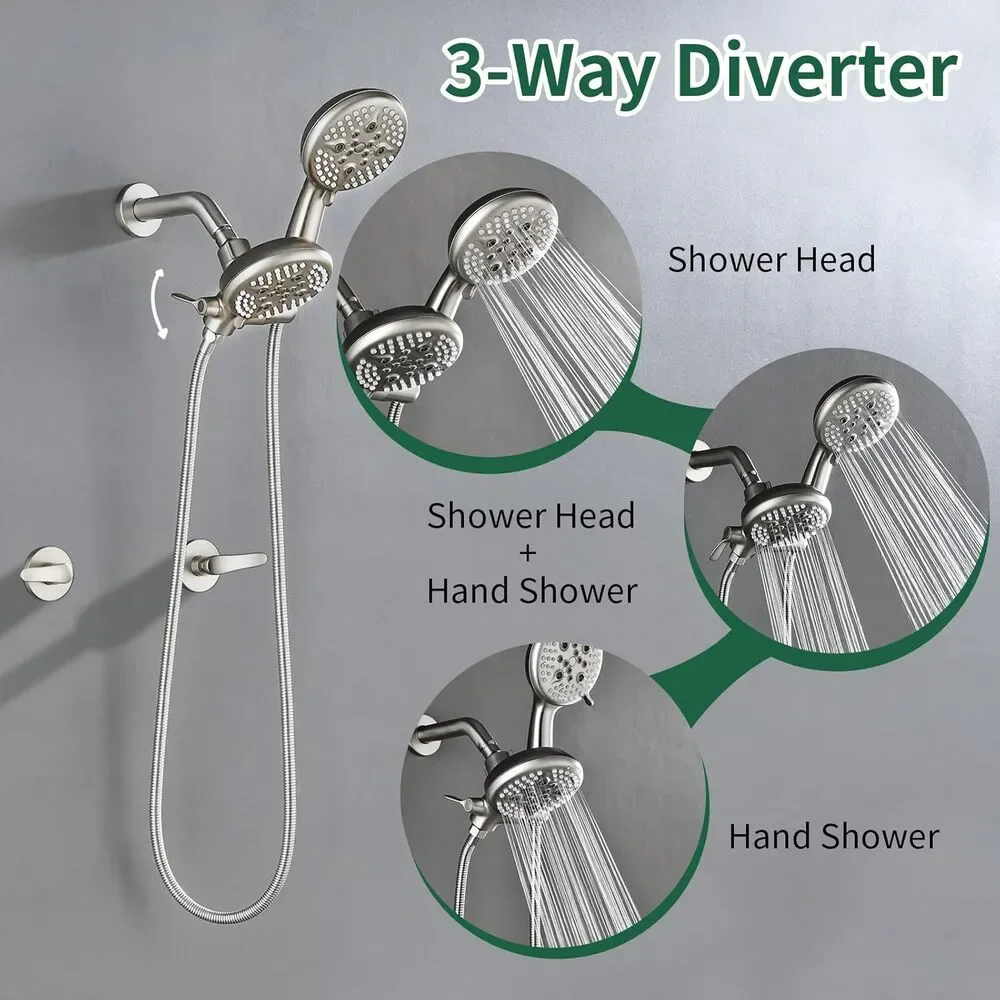 2 Handle Shower Faucet Shower System Complete 2 in 1 Shower Combo Set